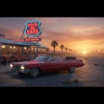 Classic American diner at sunset, symbolizing a cross-country foodie road trip adventure