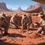 Archaeological excavation site revealing ancient artifacts in the American Southwest