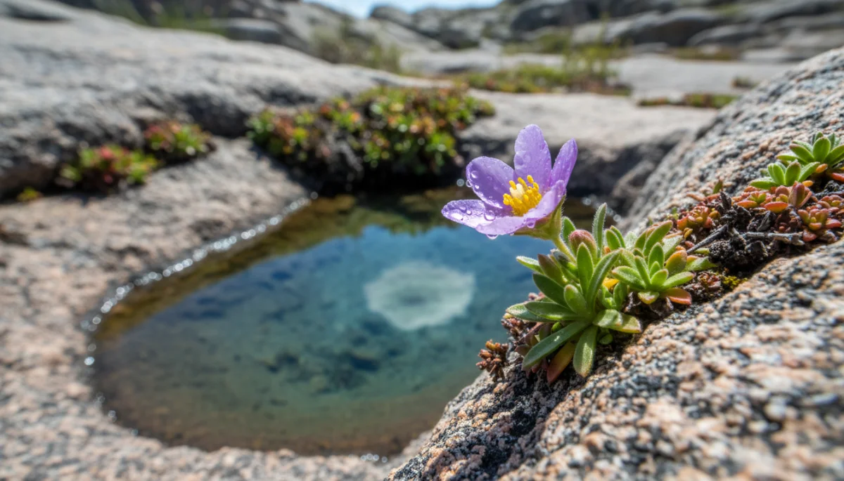 Rare purple wildflower in a rocky state park crevice