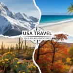 Diverse US landscapes representing seasonal travel opportunities