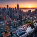 Couple enjoying a panoramic city view at sunset during a stress-free 4-day US city escape in 2026.